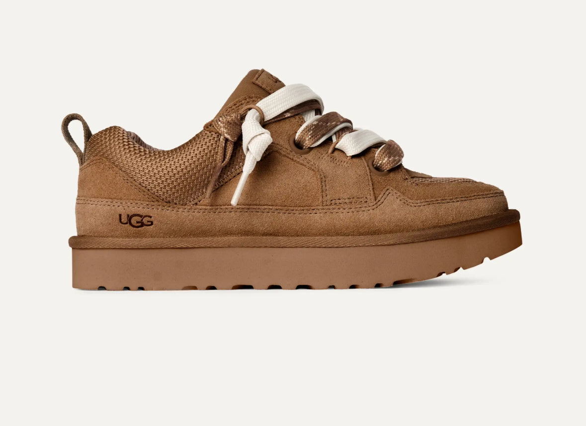Ugg joggesko i brun semsket skinn med chunky såle – str. 36–38