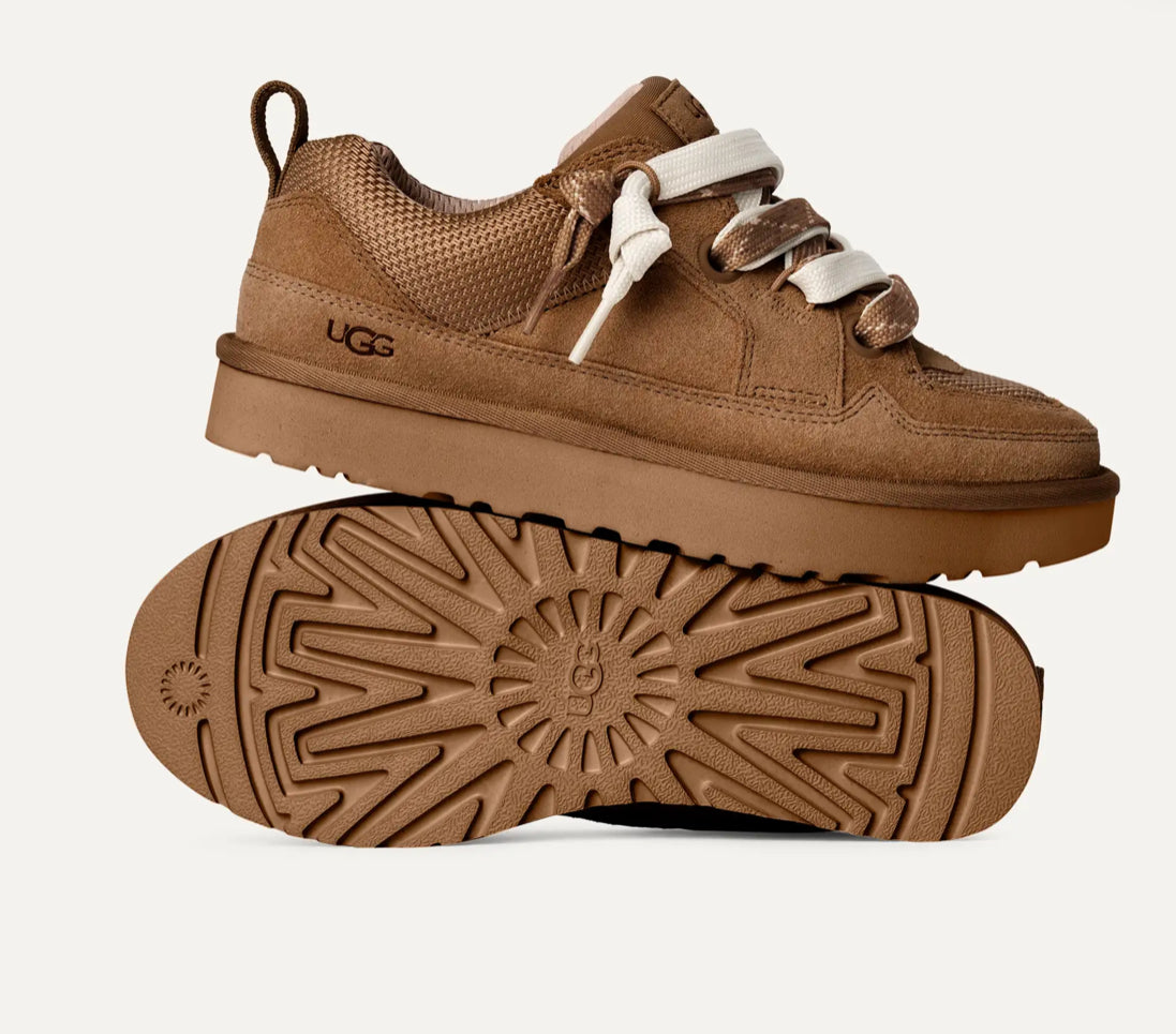 Ugg joggesko i brun semsket skinn med chunky såle – str. 36–38