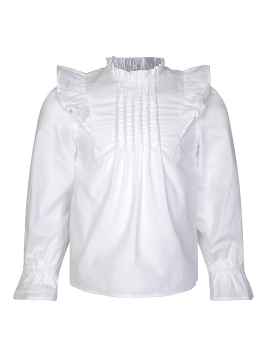 Vilje & Ve Leona bluse i hvit med rysjer og knapper bak – Jente – 4–12 år