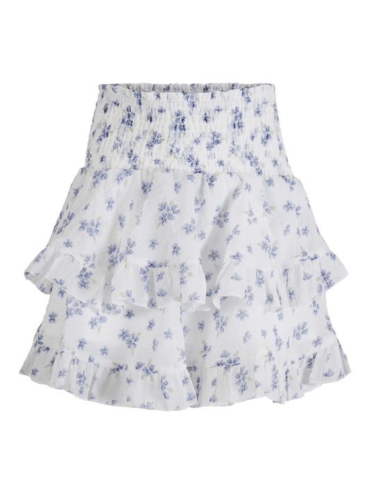 Vilje & Ve Lilly skjørt med blått blomsterprint og volanger – 4–14 år