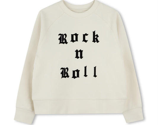 Zadig & Voltaire collegegenser i offwhite med Rock’n’Roll-print – jente 14–16 år