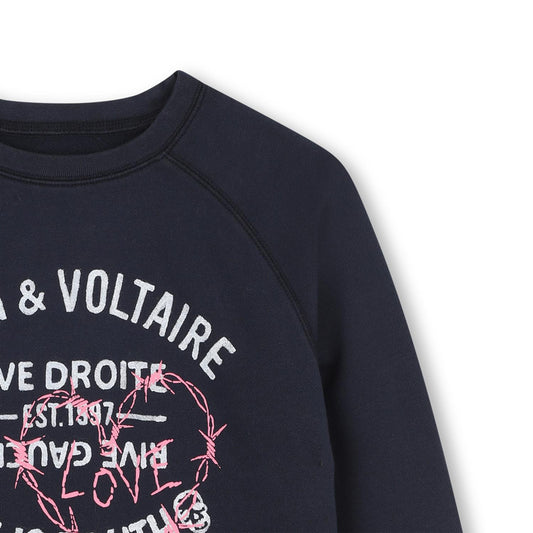 Zadig & Voltaire blå collegegenser med trykk på brystet