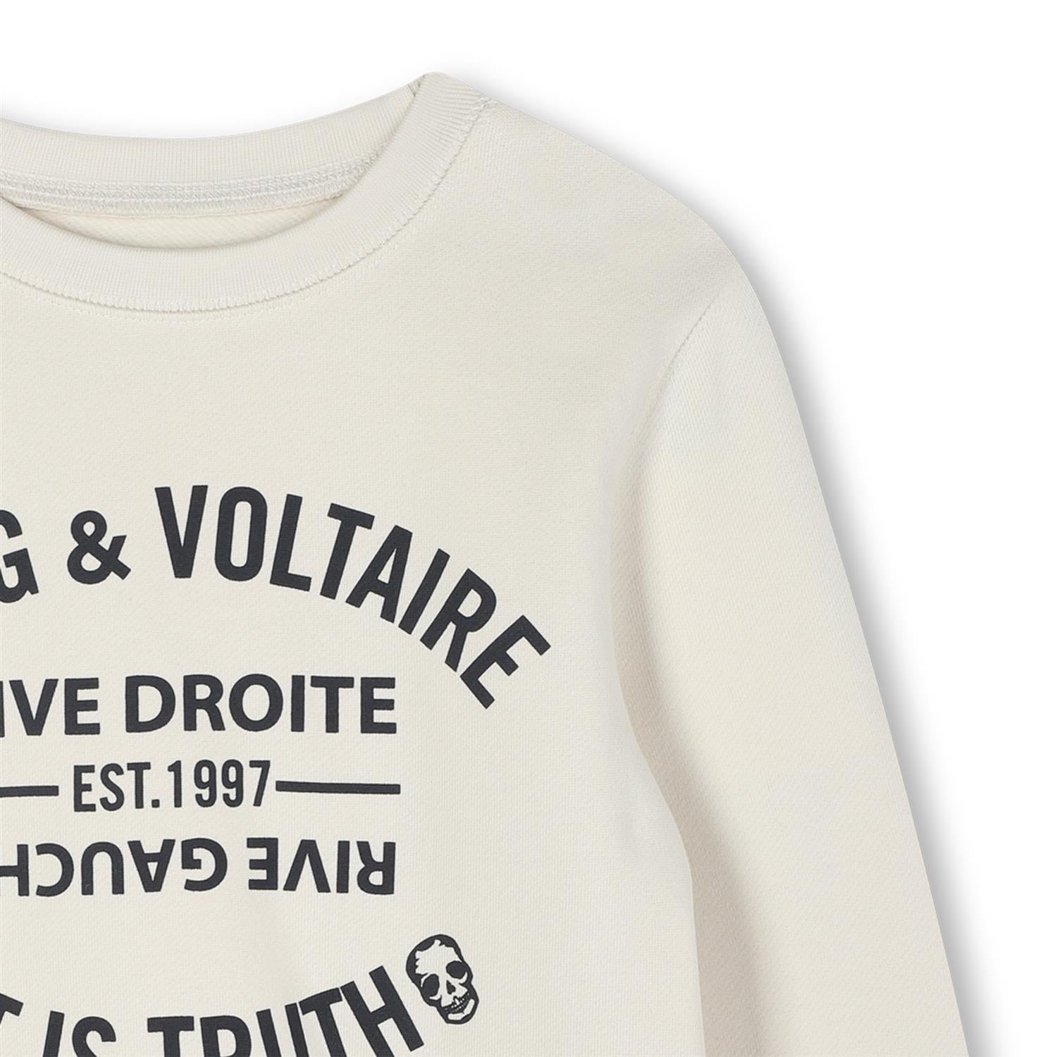 Zadig & Voltaire collegegenser i hvit med trykk på brystet