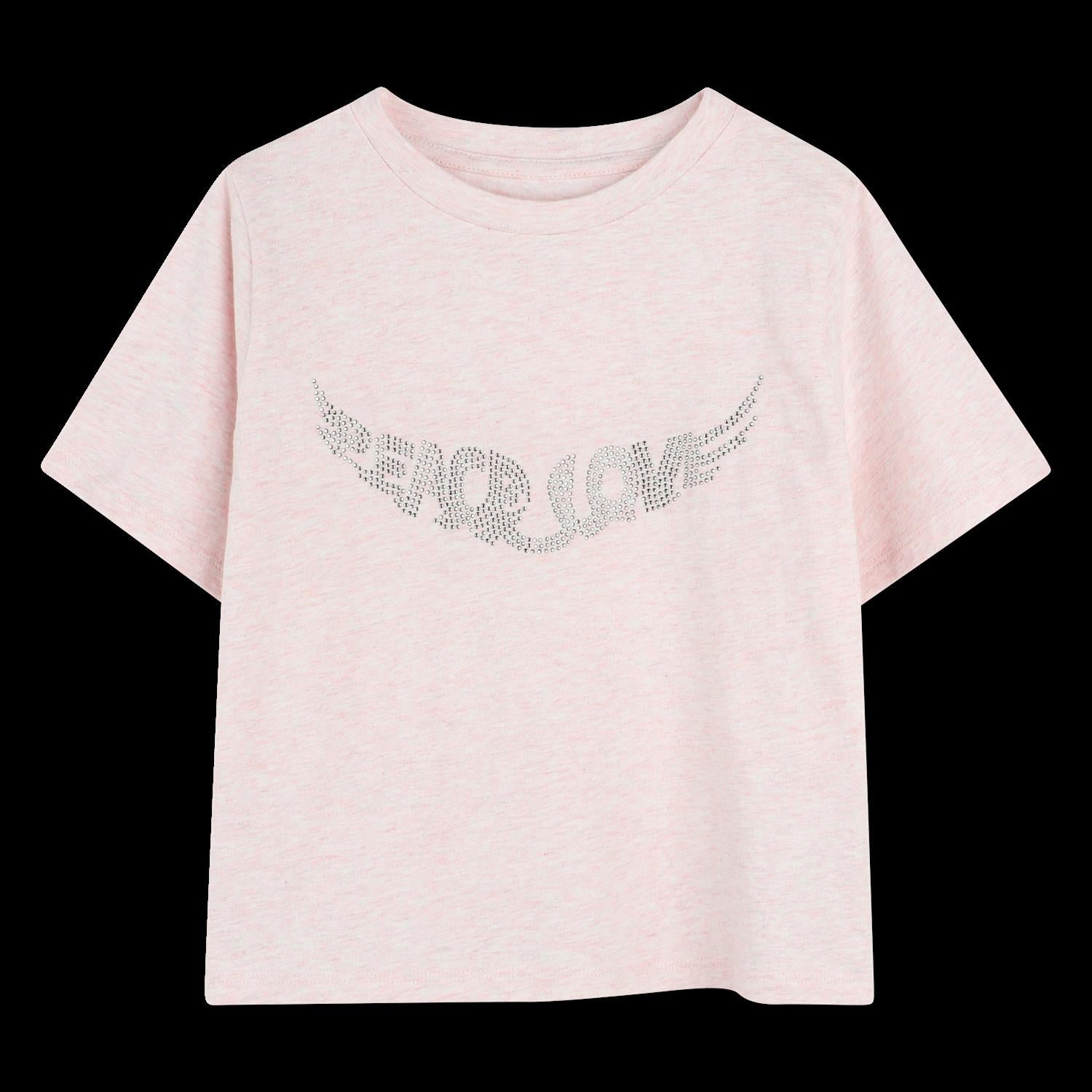 Lyserosa t-skjorte fra Zadig & Voltaire med glitter – til jente