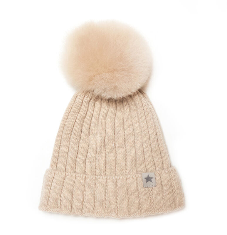 Pompom Hat Knit Alpaca